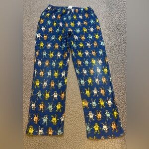 Gymboree Fleece Pajama Pants Boys Size Large 10-12 Blue And Yellow Robot Print
